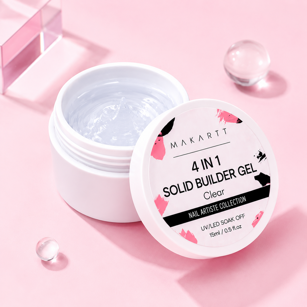 Makartt 4-in-1 Solid Builder Gel Clear 15ml | Builder Gel for Nail Extensions